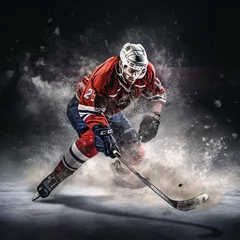 Fotobehang Photo of a hockey player in action on the ice © mattegg
