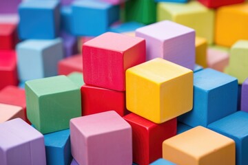 Obraz premium multi-colored toy blocks stacked neatly