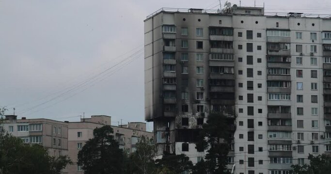  Multi-storey building damaged by explosion, Russian invasion of Ukraine, war in the Izrael Gaza Strip, Domestic gas explosion