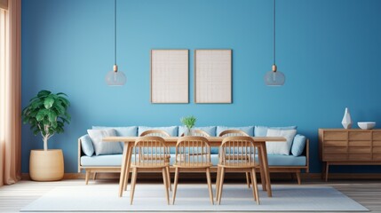 Photo of a cozy living room with a soothing blue color scheme