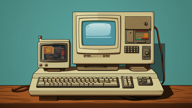 Old cartoon personal computer