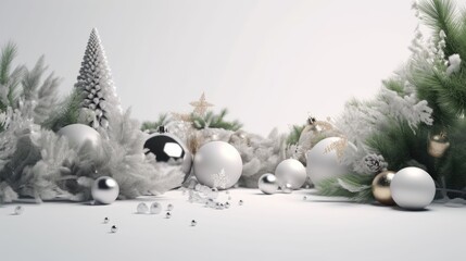 Naklejka na ściany i meble A classic Christmas adorned with an array of vibrant Christmas balls and ornaments, AI Generative