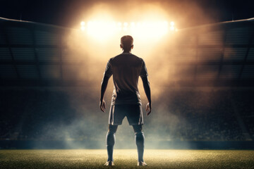 Football, a soccer player standing ready on the stadium - obrazy, fototapety, plakaty
