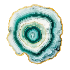 Foto op Plexiglas Emerald Green Agate Geode slice with golden edges, gemstone watercolor illustration isolated on transparent background PNG, crystal mineral © Minimal Mocks