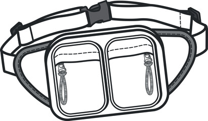 Belt Bag Design Vector Flat Sketch