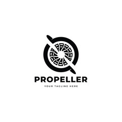 airplane propeller. Design element for logo, label, sign. Vector illustration