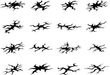 earth cracks vector set illustration
