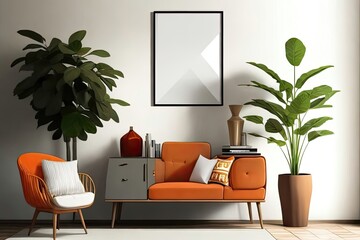 Minimalist home interior design of modern living room, panorama. interior plants vase Room designer 