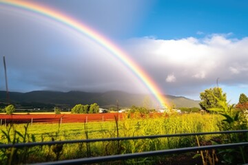 vibrant rainbow forming after a sharp rain