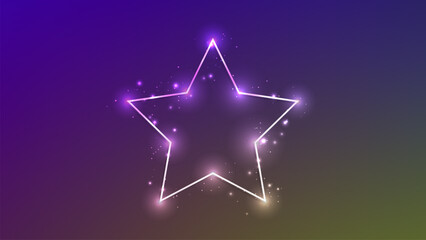 Neon frame in star form with shining effects and sparkles