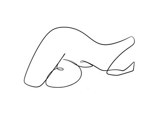 A woman's nude back is drawn in one line style. Body expression. Printable art.