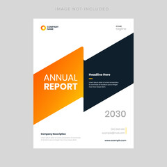 Orange modern business annual report cover page design template crafted for your company booklet. Sense of energy and creativity, perfectly mirroring your business's forward-thinking approach.