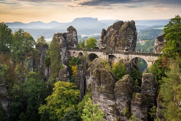 Crédence de cuisine en verre imprimé Le pont de la Bastei The Bastei Bridge at Saxon Switzerland National Park, or Nationalpark Sächsische Schweiz