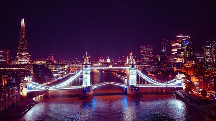 View the Tower Bridge at night in London