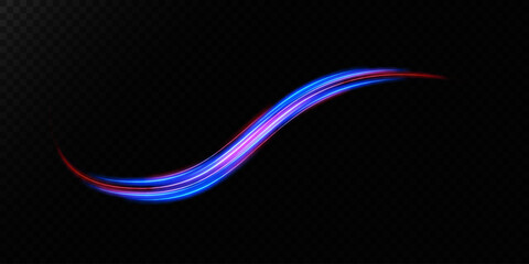 Set of blue and red wavy lines on a transparent background. Vector illustration