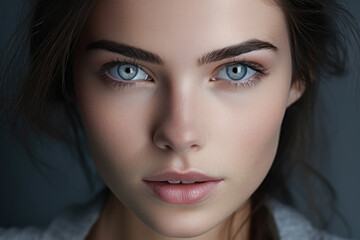 Obraz premium female eye close up. close portrait of a girl. beautiful smooth young skin.