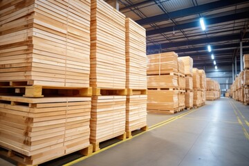 pallets stacked in warehouse