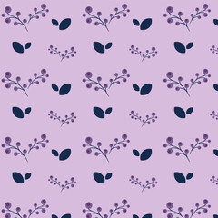 Leaves and branches vector seamless pattern brush. Abstract plants illustration