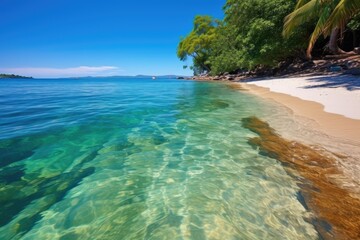 a picturesque tropical beach with crystal clear water