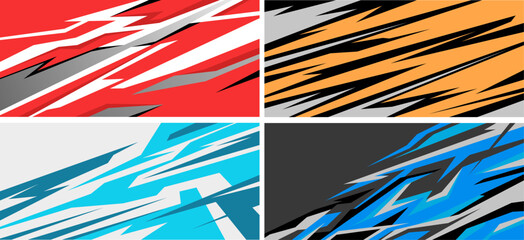 Side body graphic sticker set. Abstract racing design concept. Car decal wrap design for motorcycle, boat, truck, car, boat and more. - obrazy, fototapety, plakaty