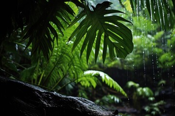 jungle leaves after a tropical rainfall