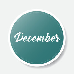 December green round sticker on white background, vector illustration