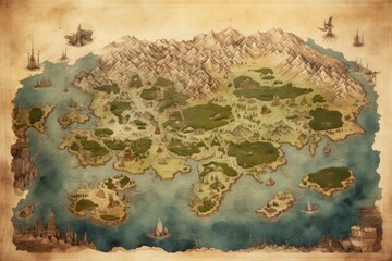 Naklejka premium Great detailed illustration of the world map in vintage style.