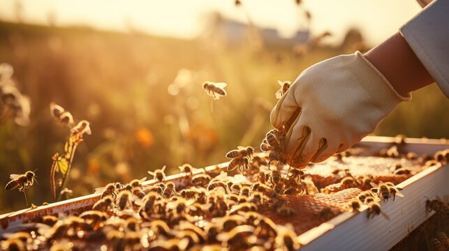 Beekeepers tend to hives, ensuring the health of the bees and harvesting golden honey