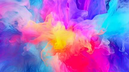 Fototapeta na wymiar Beautiful abstract background with colorful shades of acrylic ink in water. colorful steam clouds. Festival of colors. Color Explosion background for your design