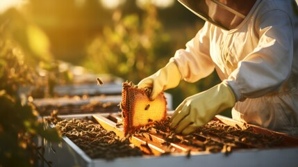 Beekeepers tend to hives, ensuring the health of the bees and harvesting golden honey