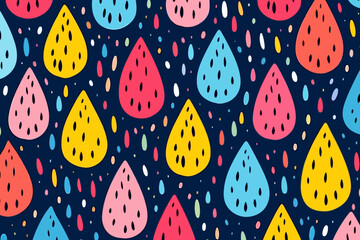 Raindrops quirky doodle pattern, wallpaper, background, cartoon, vector, whimsical Illustration