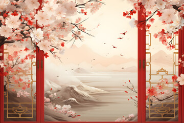 Chinese New Year Illustration Backdrop ai generated art