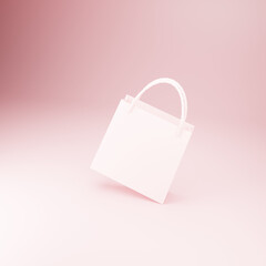 Paper shopping bag on pink background. Shopping sale delivery concept. Image 3D rendering.