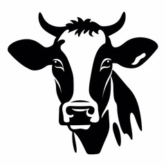 Bull black icon on white background. Cow silhouette