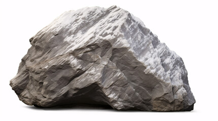 A snow-frosted boulder, cut off from its surroundings on a white backdrop, including a clipping passage.