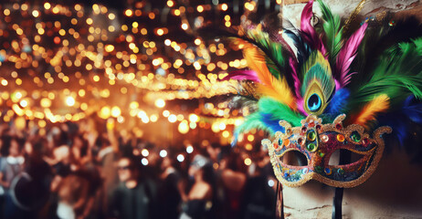 Ornate venetian carnival mask with intricate details close-up