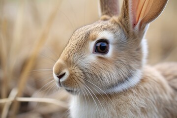 Obraz premium close-up of a rabbits long ears, showing alertness