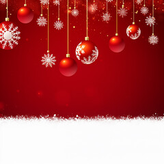 Decorated with ornaments and lights Christmas tree on dark red background. Merry Christmas and...