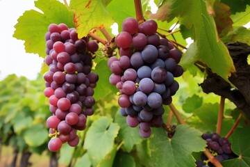 bunches of grapes on vine