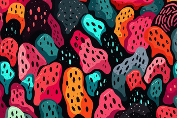 Lava rocks quirky doodle pattern, wallpaper, background, cartoon, vector, whimsical Illustration - obrazy, fototapety, plakaty