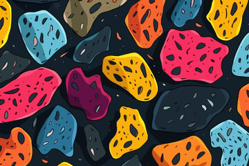 Lava rocks quirky doodle pattern, wallpaper, background, cartoon, vector, whimsical Illustration - obrazy, fototapety, plakaty