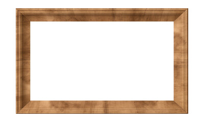 Marco de madera para cuadro o foto en fondo transparente.