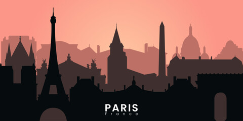 Paris City skyline. Silhouette City Paris France background. Vector illustration