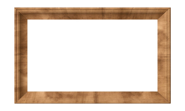 Marco de madera para cuadro o foto en fondo transparente.