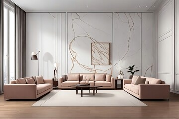 Minimalist home interior design of modern living room, panorama. interior plants vase Room designer 