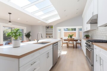 bright interior of a new house showing pristine kitchen