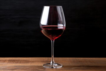 a clear glass half filled with red wine