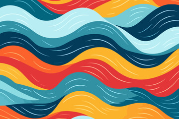 Waves quirky doodle pattern, wallpaper, background, cartoon, vector, whimsical Illustration