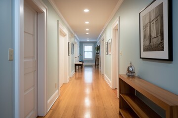 first-floor hallway with hardwood floors