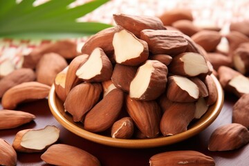 a pile of brazil nuts, rich in selenium for thyroid health - obrazy, fototapety, plakaty